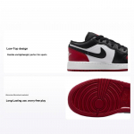 Air Jordan 1 Low GS Bred Toe 2.0 Laste tossud Valge Varsity-punane Must 553560-161 36.5