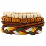 4 tk/komplekt Vintage naiste puidust helmed kunstnahast kootud k&auml;ev&otilde;ru, k&auml;ev&otilde;ru kingitus