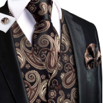 Hi-Tie Meeste Vest Siidist Paisley Lilleline Lips Taskur&auml;tik Mansetin&ouml;&ouml;bid KOMPLEKT Ametlik L