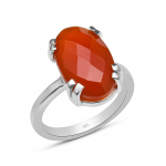 Looduslik ovaalse kujuga karneooli v&auml;&auml;riskivi, massiivne 925 sterlingh&otilde;be, piidega kinnitusega s&otilde;rmus naistele ja t&uuml;drukutele, suurused 5 kuni 12 7 oranž