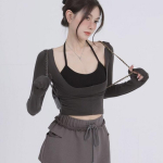 Kaheosaline komplekt Y2k Esteetilised Harajuku T-s&auml;rgid, pikkade varrukatega T-s&auml;rgid Naistele All Match Spaghetti Stap Patchwork Top Naiste S