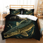 3D Fishing Prinditud voodipesukomplekt Kalap&uuml;&uuml;gi tekikate Padjap&uuml;&uuml;r &Uuml;he-/kaheinimesevoodi t&auml;issuuruses tekikott pestav t&otilde;mblukk Kodukaunistus AU Double 180x210cm