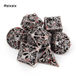 7 tk h&otilde;bepunane kaheksajala metallist t&auml;ringud, &otilde;&otilde;nsad metallist mitmetahulised t&auml;ringukomplektid, mis sobivad rollim&auml;nguks RPG lauam&auml;ngu kaardim&auml;nguks mitmev&auml;rviline