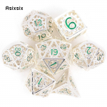 7 tk valget rohelist hammasratta metallist t&auml;ringut &otilde;&otilde;nes metallist mitmetahuline t&auml;ringukomplekt, mis sobib rollim&auml;nguks RPG lauam&auml;ngu kaardim&auml;nguks mitmev&auml;rviline