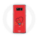 Coque pour Samsung Galaxy S8 BTS Bangtan Gar&ccedil;ons BT21 TATA V Fond Rouge