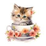 Teetassi kassilille tualettkleebis Eemaldatav isekleepuv veekindel PVC elutoa seinakunst Vannitoa tualettruumi kaane kaunistuskleebis B