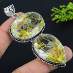 Natural Golden Rutile Gemstone 925 Sterling Silver Gift Pendant 3.35 l4t00