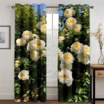 Uus Rose Tulip Garden Sea Beach Prinditud kardinad elutoa jaoks Magamistoa akende rulood 2 t&uuml;kki varrastega tasku l&auml;biv&otilde;re &uuml;laosa W50xH130(CM)x2PCS-Rod pocket