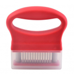 Lihapehmendaja 48 roostevabast terasest &uuml;literavate n&otilde;elte teraga Roostevaba k&ouml;&ouml;git&ouml;&ouml;riist veiseliha sealiha pehmendamiseks kalkuni kala k&uuml;psetamiseks punane