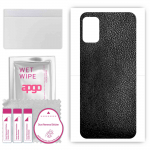 apgo Protective Skin Sticker for the back compatible with Umidigi A11, Wrap Film, Foil, Vinyl - Pattern Black Leather