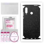 apgo Protective Skin Sticker for the back+sides compatible with Huawei nova 4e, Full Wrap Film, Foil, Vinyl - Pattern Black Honeycomb