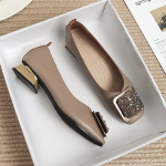 Suurus 35-43 &uuml;ksikud kingad Naiste paksud kontsad Mary Jane kingad Rhinestone pandlaga peokleit kingad 35 khaki