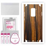 apgo Protective Skin Sticker for the back+sides compatible with Xiaomi Redmi Note 9, Full Wrap Film, Foil, Vinyl - Pattern Tigerwood