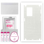 apgo Protective Skin Sticker for the back+sides compatible with Oppo A77 4G, Full Wrap Film, Foil, Vinyl - Pattern White Fabric