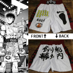Ippo Anime Shorts Meeste Makunouchi Manga Print J&otilde;usaali l&uuml;hikesed p&uuml;ksid Quick Dry Mesh l&uuml;hikesed p&uuml;ksid Cosplay Fitness Baggy poksip&uuml;ksid M gray