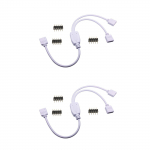 2 komplekti 4 kontaktiga 1 kuni 2 naissoost LED RGB splitteri &uuml;henduskaablit koos 6 vaba isase 4 kontaktiga LED-pistikuga valge