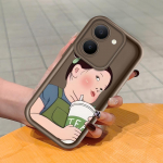 Pehme silikoonist ruudukujulise redeli mustriga telefoni&uuml;mbris, t&auml;ielikult kattev, kaamera p&otilde;rutuskindel kaitse, kummist &uuml;mbris Vivole Vivo S1 valge