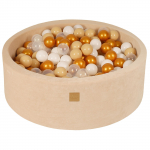 Round Ball Pit MeowBaby&reg; Velvet, Ecru 90x30 cm