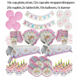 &Uuml;kssarviku kaunistus S&uuml;nnip&auml;evapeokaunistus Lastele &Uuml;kssarvik &Uuml;hekordsete lauan&otilde;ude komplekt Unicornio Baby Shower T&uuml;druku s&uuml;nnip&auml;evapeotarbed 16 guests set-A