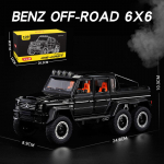 1/20 Benz AMG 6x6 suure rattaga maastikuauto mudelauto maastur, metallist survevaluga s&otilde;idukikollektsioon heli ja valguse miniatuurne m&auml;nguauto lastele 1/20-Size:24.6*10.3*8.9cm must