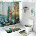 4 tk/komplekt Mermaid Print du&scaron;ikardin koos libisemiskindlate vaipadega WC kaane kate vannimatt 2#