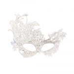 Lady Lace Floral Eye Mask Venetian Masquerade Fancy Party Event valge