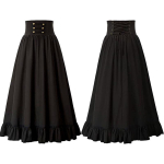 Naiste Maxi seelik Vintage suvine k&otilde;rge v&ouml;&ouml;koht Line Victorian pikk seelik Steampunk gooti volangidega plisseeritud peoseelikud XXXXL must