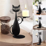 Kassi k&uuml;&uuml;nlajalg sammask&uuml;&uuml;nla Led leegita k&uuml;&uuml;nalde jaoks, Retro Rustic Home Metal Cat Decor K&uuml;&uuml;nlajalg keskosa jaoks, s&ouml;&ouml;gilaud must