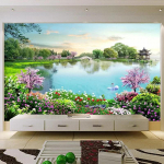 Seinamaaling 3D loodusmaastik j&auml;rvefoto seinamaaling elutuba turist maaliline koht taust seinakaunistused fresko 200 cm(W) x 140 cm(H)