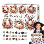 24-p&auml;evane Halloweeni advendiloenduse kalender, 24-p&auml;evane naturaalsest kristallist ahhaatkivist kalender, kollektsiooni m&auml;nguasjakomplekt, peen naturaalne kristallkarp S valge