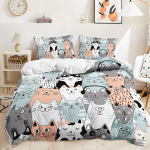 3D Joonisfilmiloomade Voodipesukomplekt Armas Kass Tekikate Padjap&uuml;&uuml;r 2/3 tk &Uuml;heinimese Kaheinimese Voodikate Kingitus Kodu Tekstiil Baby 100x135cm
