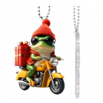 J&otilde;ulukonna ornament Multifilmi konn j&otilde;uluvana m&uuml;tsiga s&otilde;itmas mootorrattaga akr&uuml;&uuml;lripatsiga rippuv j&otilde;ulupuu kaunistus puuakna autokaunistuseks Frog