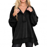 Naiste dressipluus, n&ouml;&ouml;p, &uuml;mmargune kaelus, pikad varrukad, elastne mansett, vaba &uuml;hev&auml;rviline, ebaregulaarne &auml;&auml;ris, pullover, vabaaja sportlik topp M roheline