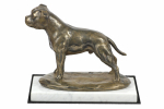 Staffordshire Bull Terrier, Staffy III - dog figurine, statue on white marble, trophy for Art-Dog dog show exhibition