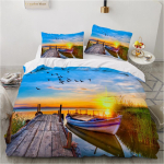 3D Mere&auml;&auml;rne Voodipesukomplekt Suvepuhkus Merevaade Udusule Tekikott Padjap&uuml;&uuml;r 2/3 tk King Queen Voodi Luksuslik Kodutekstiil Tekikott Komplekt Baby 100x135cm