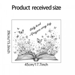 Inspireeriv ingliskeelne loosung Stick Book Butterfly Living Room &otilde;ppet&ouml;&ouml; taustaga maastikukujundusega seinakleebis 39*45cm/fun-a006