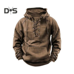 S&uuml;gis Talv Meeste Kapuutsiga Pusa Paeltega Rihm Vaba L&otilde;ikega Elastne Mansett Retro Soe Pullover Keskmise Pikkusega Hip Hop Plaastertasku &Uuml;hev&auml;rviline Kapuutsiga Pealmine XL khaki