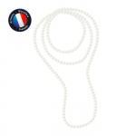 PERLINEA - Sautoir - Perle de Culture d'Eau Douce AAA+ - Semi-Ronde 8-9 mm - Blanc Naturel - 160 cm - Bijoux Femme