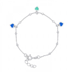 L&Eacute;A & ARTHUR - Bracelet Enfants 3 Breloques C&OElig;URS BLEU - Argent 925 Milli&egrave;mes Rhodi&eacute; - Longueur R&eacute;galable