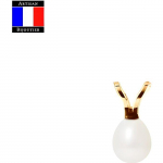 Compagnie G&eacute;n&eacute;rale des Perles &ndash; V-kujuline kautsjoni ripats &ndash; ehtne pirnist kultiveeritud p&auml;rl 5-6 mm &ndash; 18 karaadine kollane kuld &ndash; naiste ehted