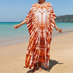 Naiste boheemlaslik kleit, pluss-suuruses kontrastse ja avara l&otilde;ikega vabaaja rannakaftanist kleit One Size