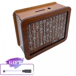 Puidust hoiup&otilde;rsas korduvkasutatav k&auml;sitsi valmistatud rahakast, hoiup&otilde;rsas koos s&auml;&auml;stmise eesm&auml;rgi ja numbritega, mida kontrollida, aitab s&auml;&auml;sta harjumust