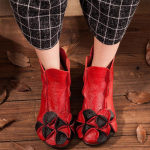 Naiste k&auml;sitsi valmistatud retrov&auml;rvilised ehtsast nahast Martini saapad paksu talla ja kontsaga, tagumine t&otilde;mblukk, l&uuml;hike disain s&uuml;giseks ja talveks 42 punane