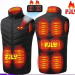 Intelligentne soojendus ja soe 9 tsooniga sulejope talveks Uus meeste kuumavest elektriline puuvillane vest p&uuml;siva temperatuuriga puuvillane jope S must