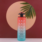 1L Kaasaskantav Veepudel Veetassid Motiveeriv Spordiveepudel Ajam&auml;rgiga Lekkimiskindel Tass V&auml;lispordi Fitnessi jaoks 1000ml