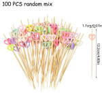100 tk. S&uuml;dametoit Puuviljad Hambaorkid Kokteilivarred Bambusest vardad Tassikoogikahvlipulk Pulma s&uuml;nnip&auml;evapeo kaunistustarbed