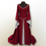 Naiste Faahion Flare varrukatega O-kaelusega keskaegne peokleit Suures suuruses Witch Pixes Dark Kleit Maagiline Cosplay Kleit Suures Suuruses Renaissance Kleit XXL punane