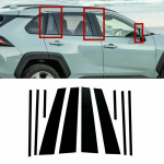 10 tk Toyota RAV4 XA50 Hybrid XLE 2019-2025 osade BC veeru samba postide kleebiste kleebiste tarvikud auto akna trimmi kate must