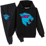 Mood Mr Beast Valgustus Kass Laste Poiste Kampsun Puuvillased kapuutsi ja p&uuml;kste komplektid 140 must