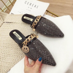 Comemore Sussid Naistele 2022 Metallkett Kivid L&auml;ikivad Bling Lamedad Sandaalid Slip-on &Otilde;htupidu Sandaalid Kingad H&otilde;bedased Pumbad 43 35 h&otilde;be
